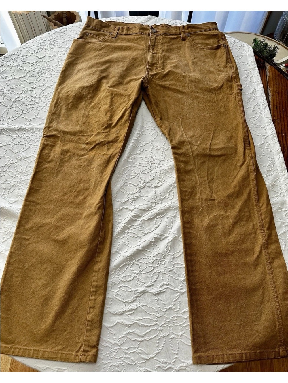Dickies Mens 38x32 Brown Canvas Carpenter Pants Relaxed Fit Pockets Hammer Loop